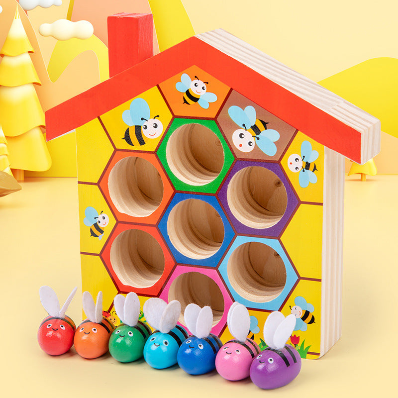 Wooden Children Montessori Education Clamp Toy Hive