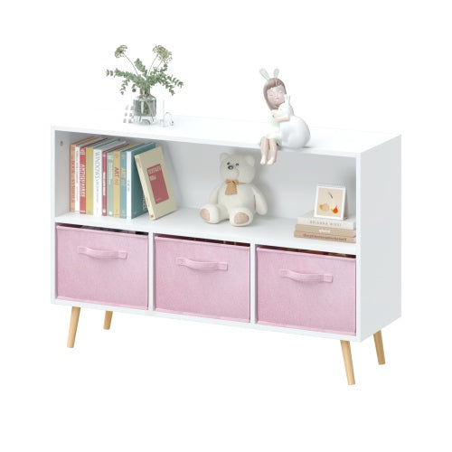 Children's Bookshelf With Foldable Fabric Drawers