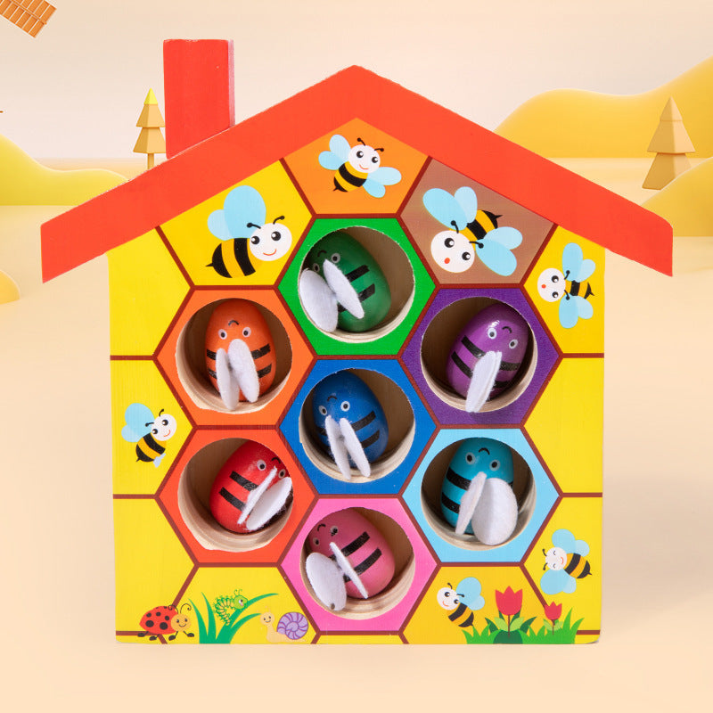 Wooden Children Montessori Education Clamp Toy Hive