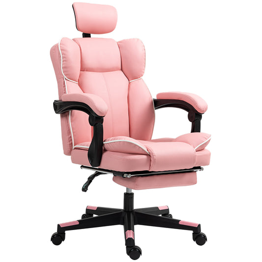 Executive Desk Chair With Headrest, Foot Rest, Swivel Wheels, Reclining Computer Chair