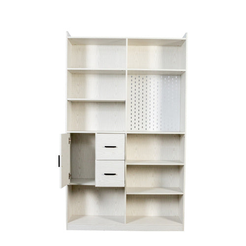 Bookshelf And Bookcase With Pegboard And Drawer