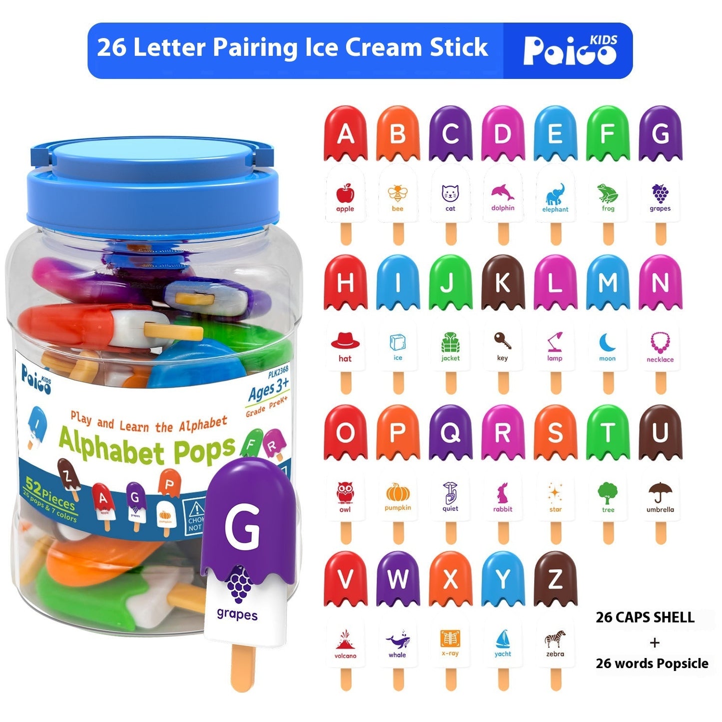 Popsicle Letters or Numbers Learning Matching Kits