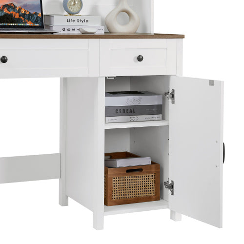 Farmhouse Style Office Desk With Charging Station