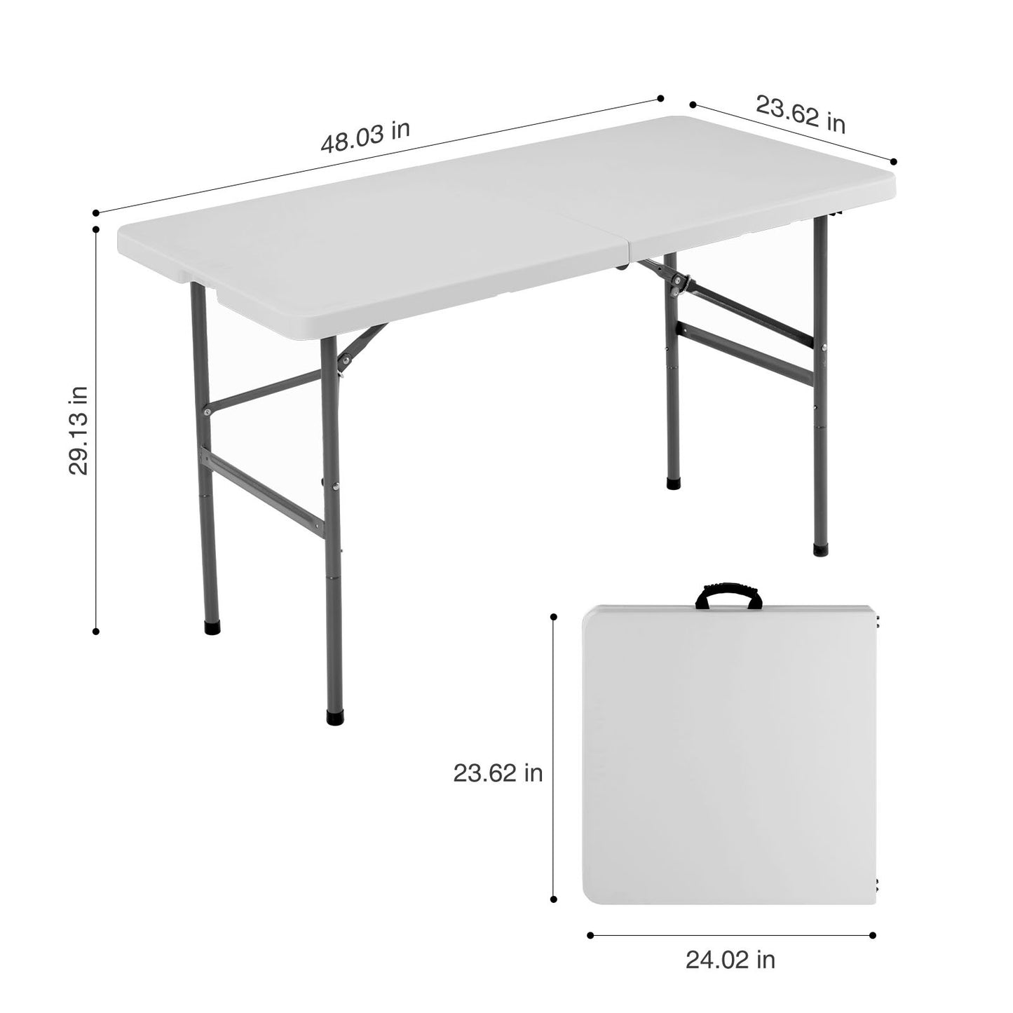 Folding Table Outdoor Indoor Heavy Duty Portable Table With Carrying Handle