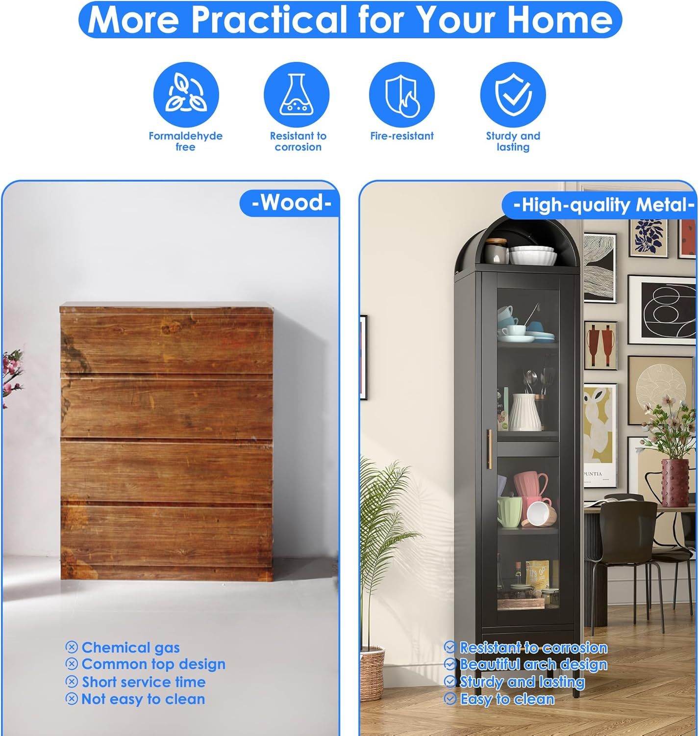 Metal Arched Bookcase Cabinet