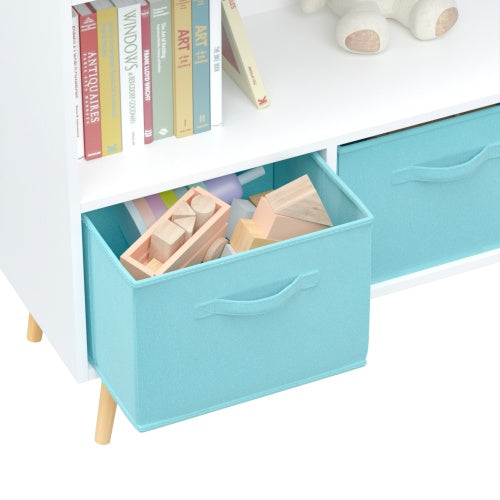 Children's Bookshelf With Foldable Fabric Drawers