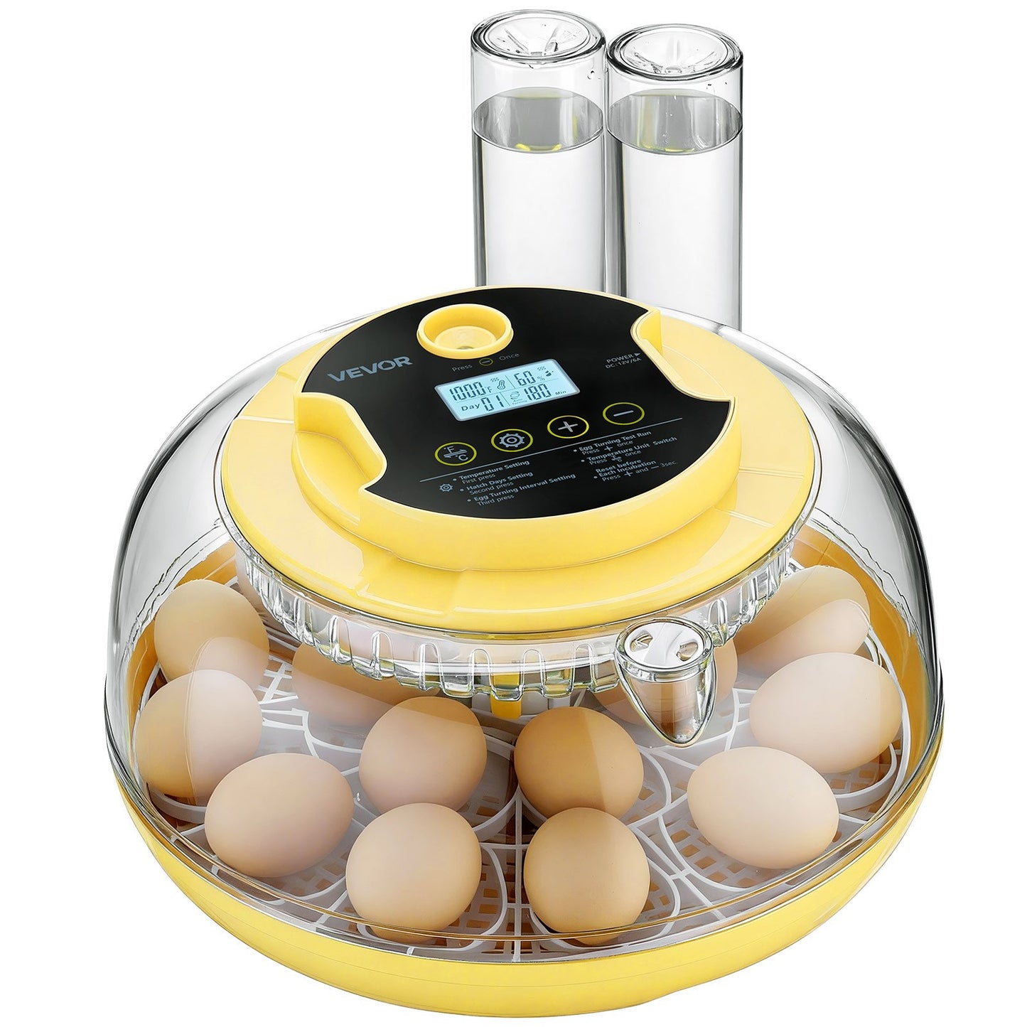 18 Egg Incubator, Automatic Egg Turner With LED Candler, Temperature & Humidity Control,