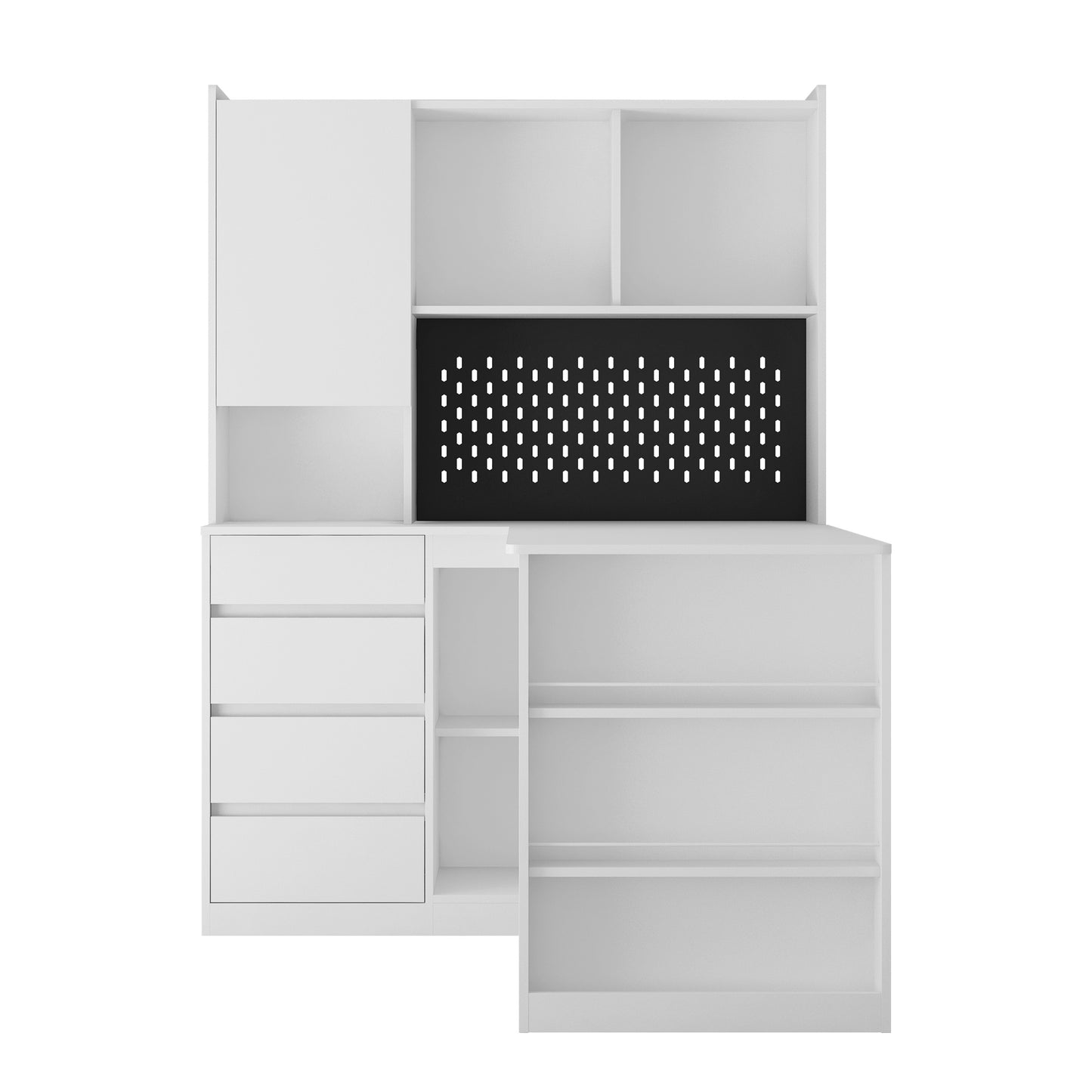 L Shaped Desk With Charger, Computer Desk With Drawers, Bookshelf, with LED Light,
