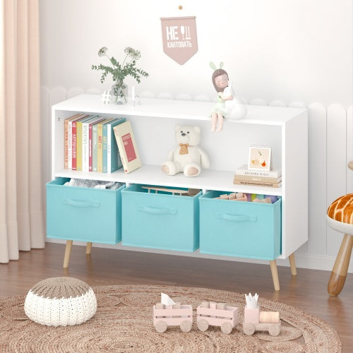 Children's Bookshelf With Foldable Fabric Drawers
