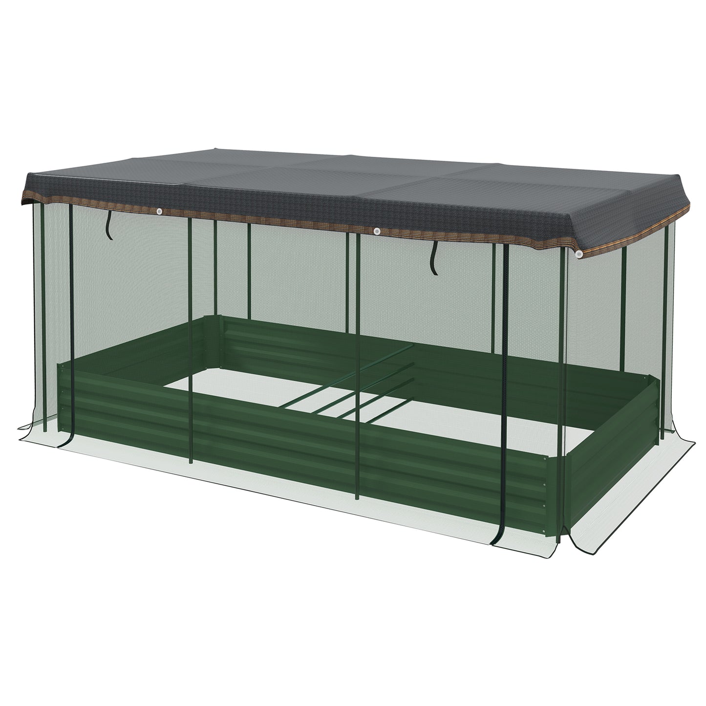 Galvanized Steel Planter Box with Crop Cage and Shade Cloth, Raised Garden Bed
