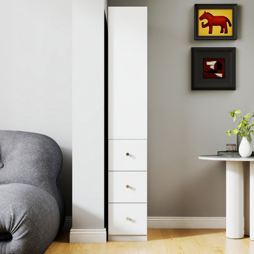 -Tier Shelf, 3 Side Drawers , Modern Wooden Tall Bookshelf Bookcase