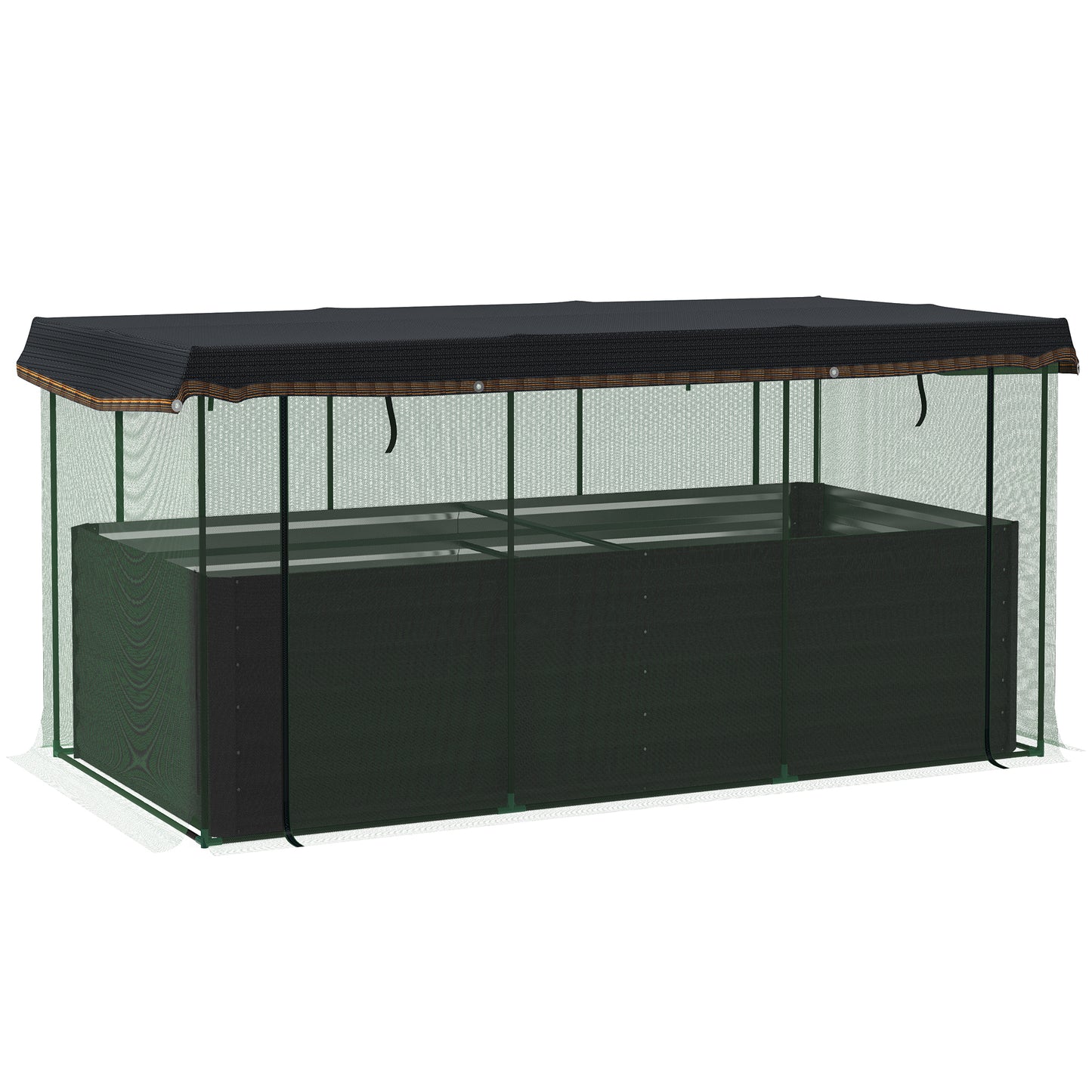 Galvanized Steel Planter Box with Crop Cage and Shade Cloth, Raised Garden Bed