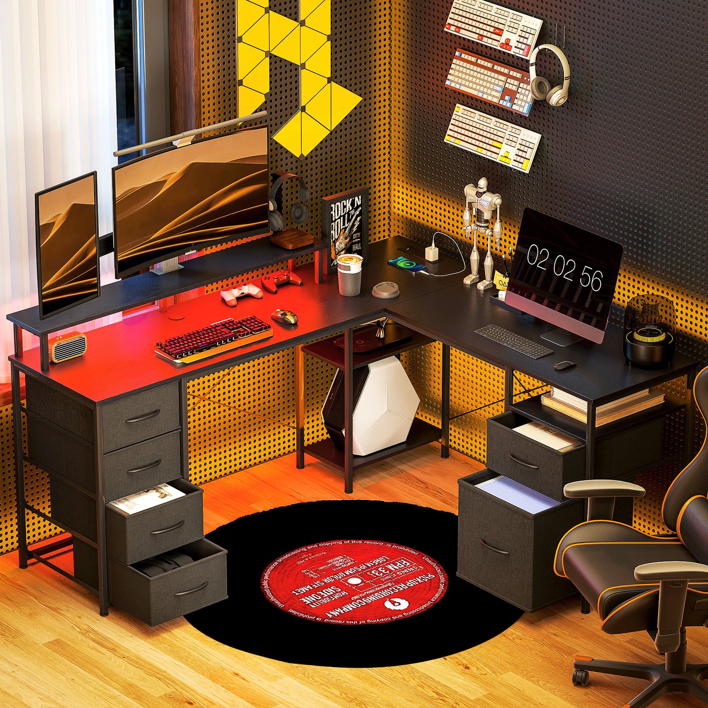 66" Reversible L Shaped Computer Desk