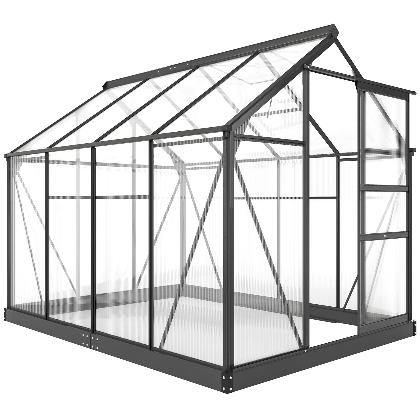 Polycarbonate Greenhouse, Heavy Duty Outdoor Aluminum Walk-in Green House Kit Vent Door