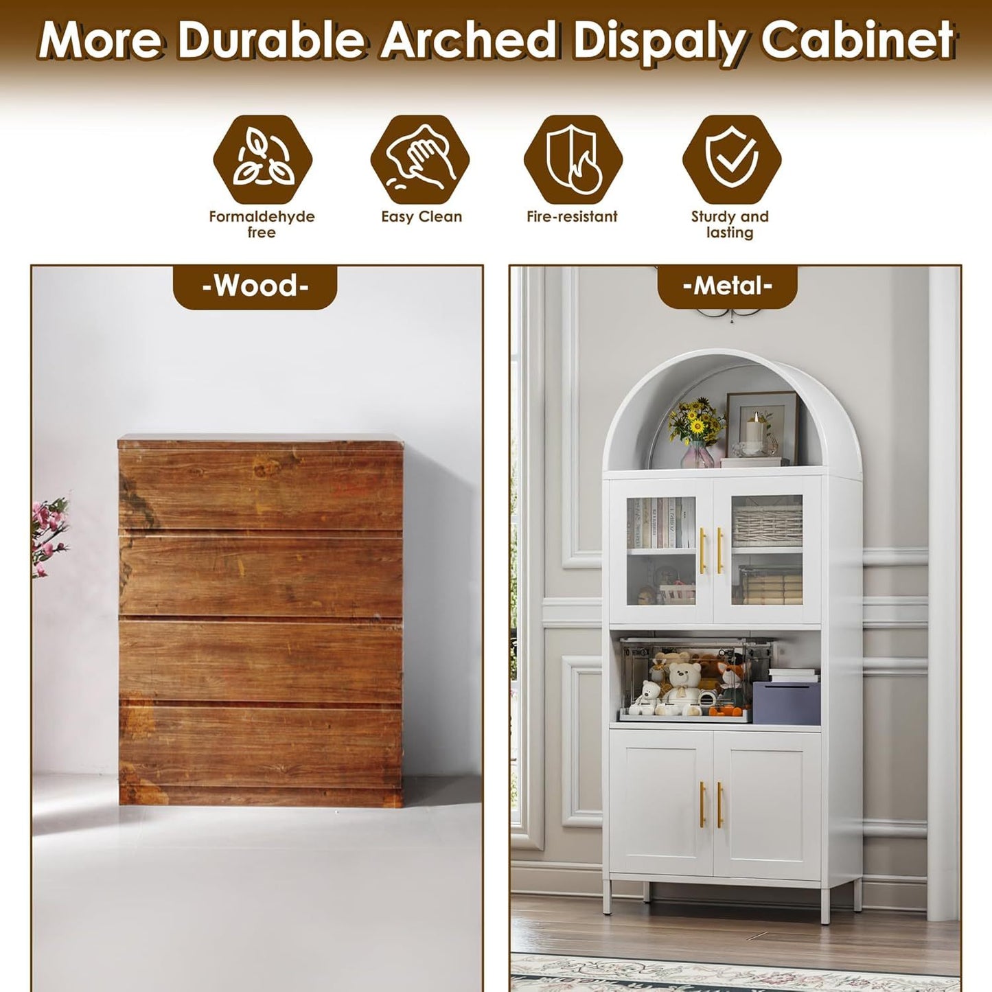 Tall Metal Arched Cabinet