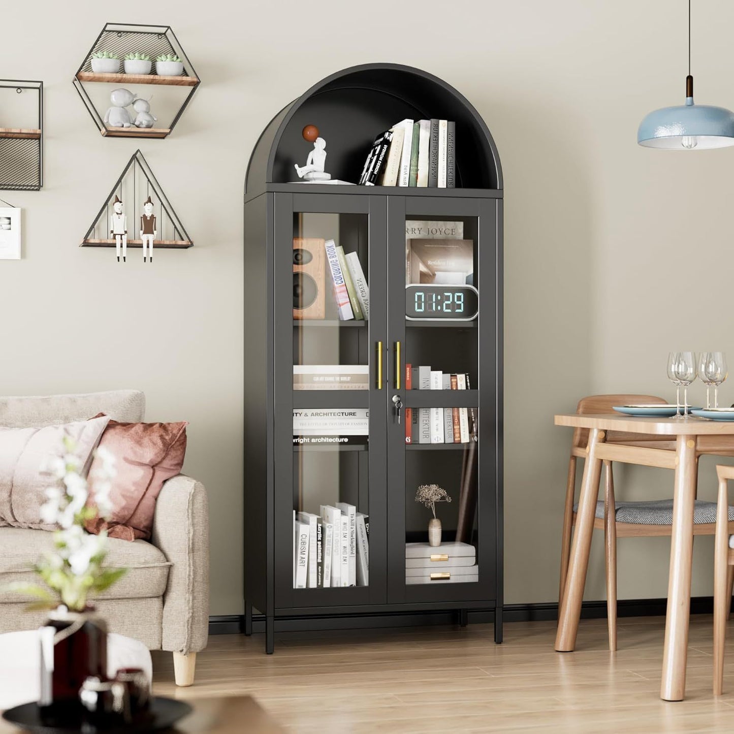 Metal Arched Cabinet With Lock
