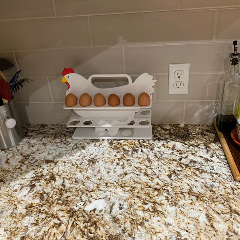 12 Cells Chicken Shape Egg Shelf Portable Wooden Case