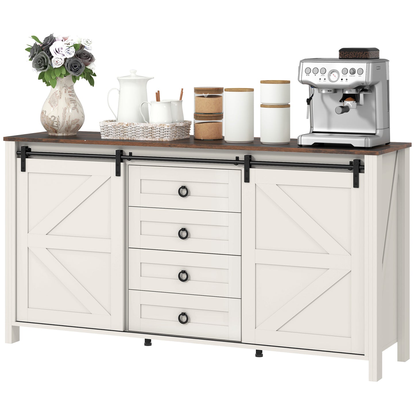 Farmhouse Sideboard Storage Cabinet Sliding Barn Doors