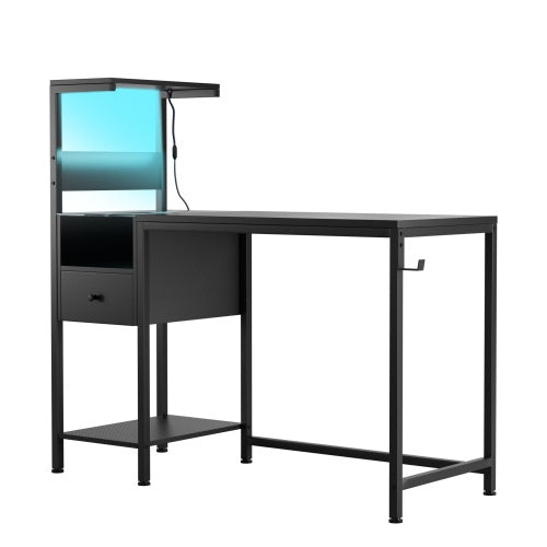 Computer Desk With Power Outlet  Storage Shelves