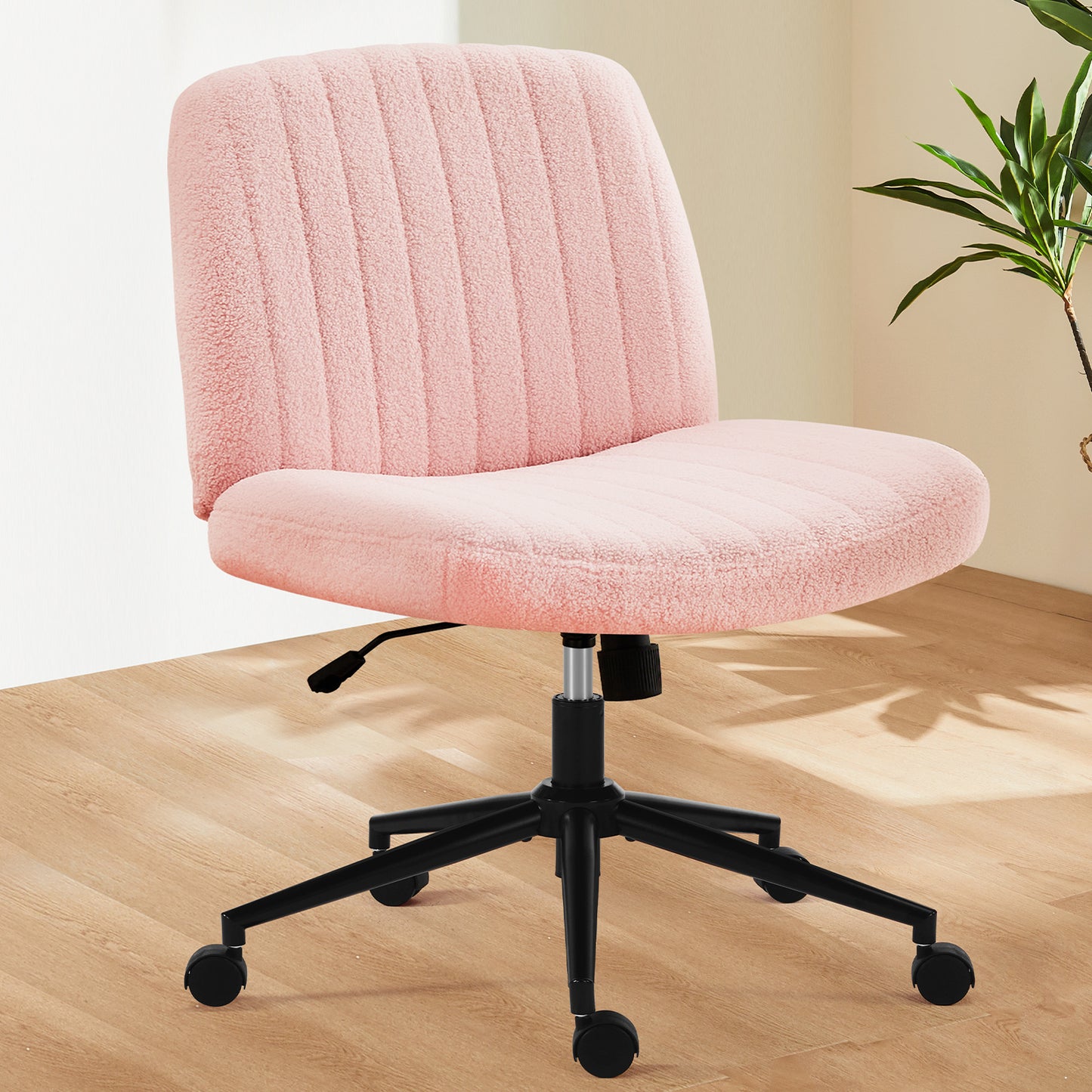 Armless Swivel Fabric Height Adjustable Wide Seat