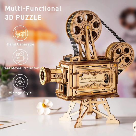ROKR 3D Wooden Puzzles Vitascope Mechanical Building Kits Movie Projector