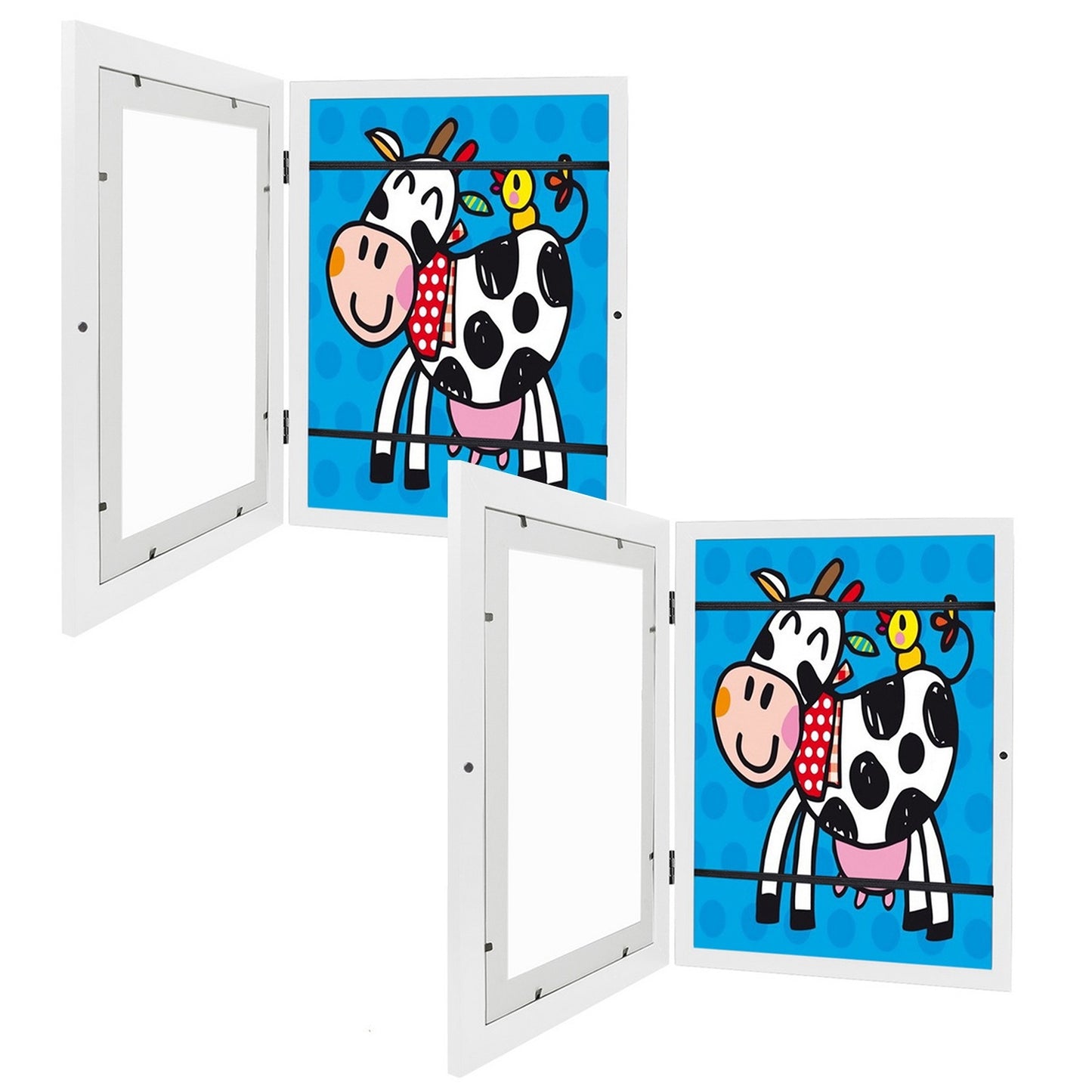 Kids Art Frame Front Opening Wooden Frame Artwork Display Storage