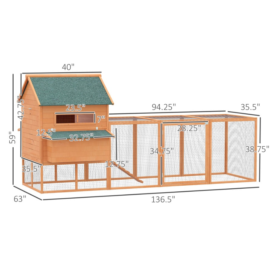 Lockable Chicken Coop Kit with Nesting Box & Run