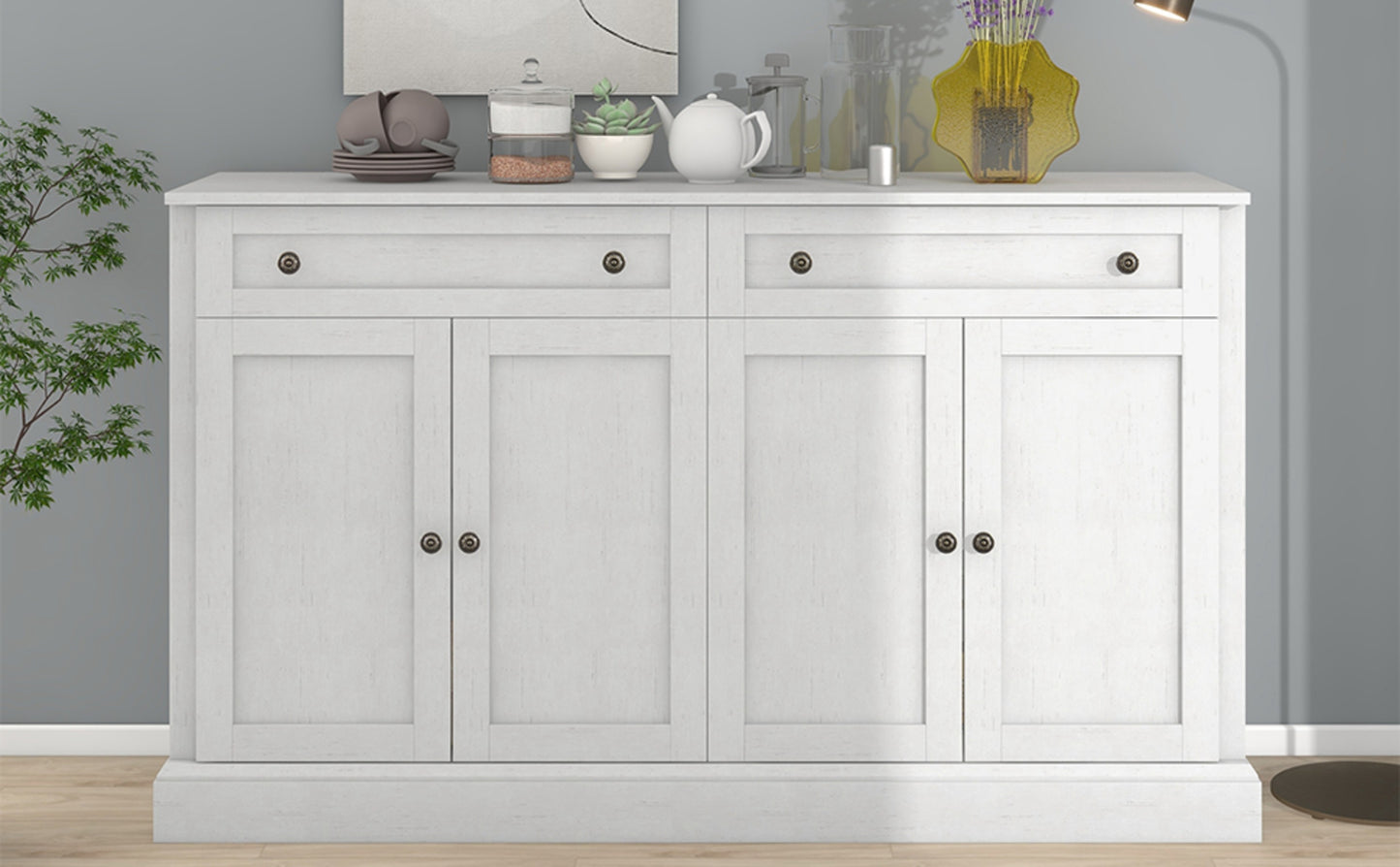 Sideboard Cabinet With 2 Drawers & 4 Doors Adjustable Shelves