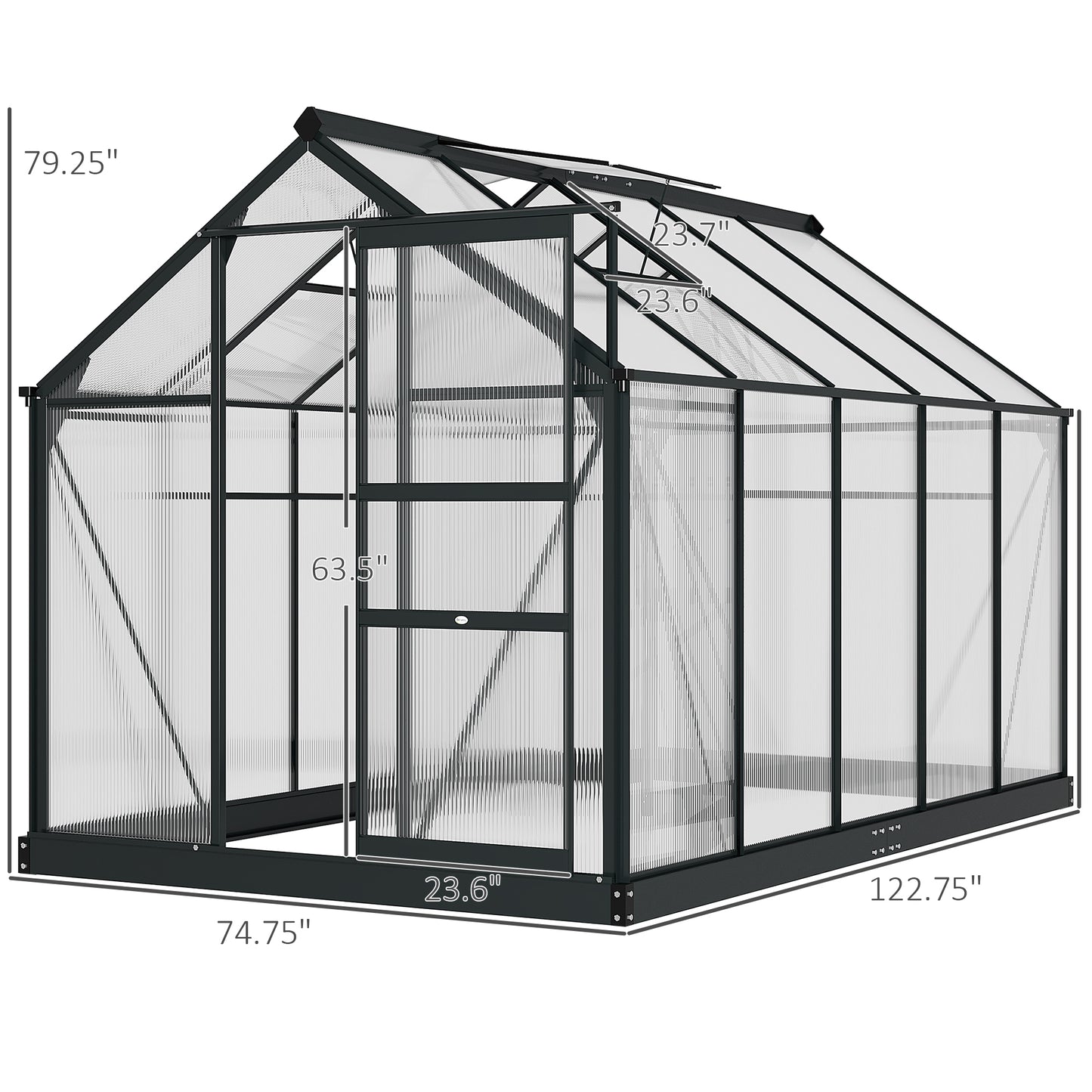6.2' x 10.3' x 6.6' Outdoor Greenhouse with Walk-in Vent Door for Backyard Garden