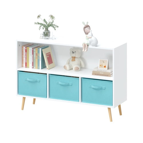 Children's Bookshelf With Foldable Fabric Drawers