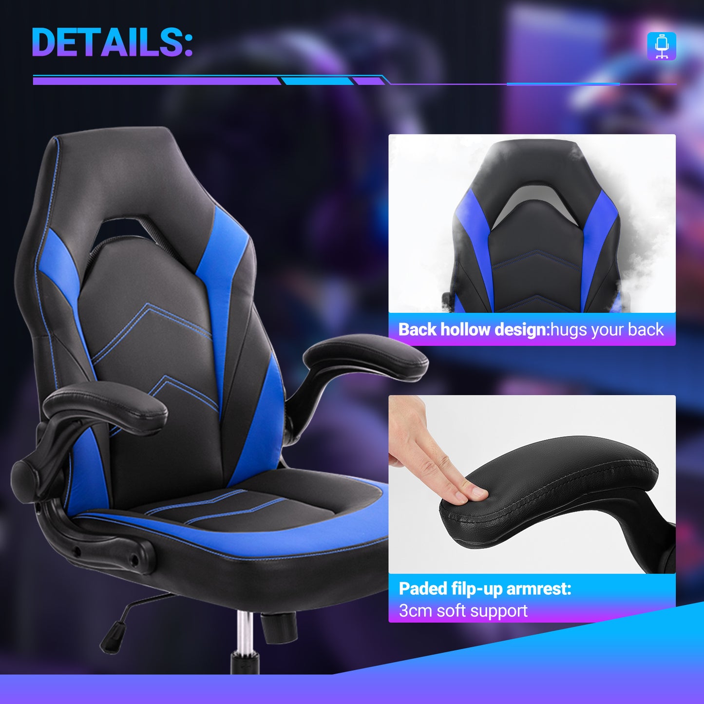 Swivel Computer Gaming Chair With Lumbar Support