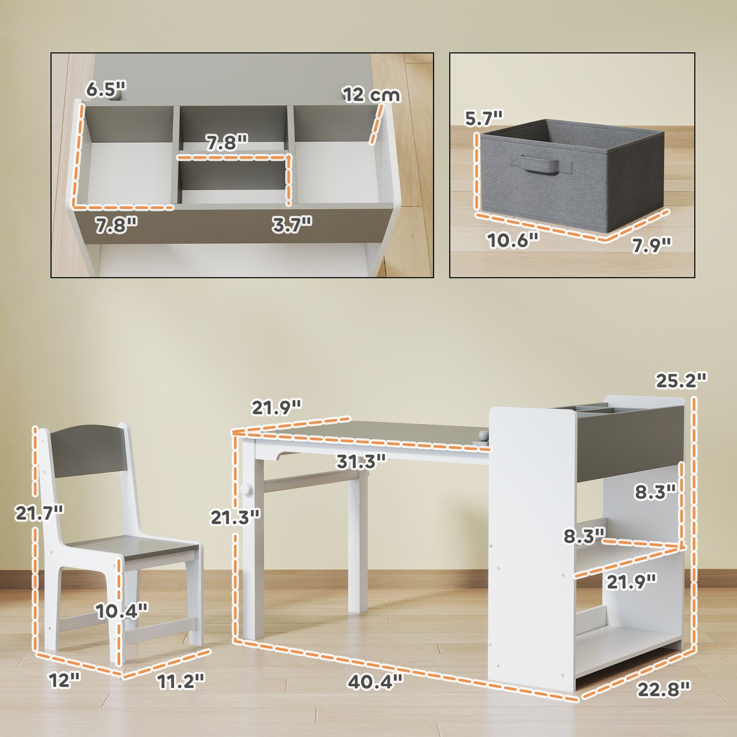 Desk And Chair Set With Paper Roll,
