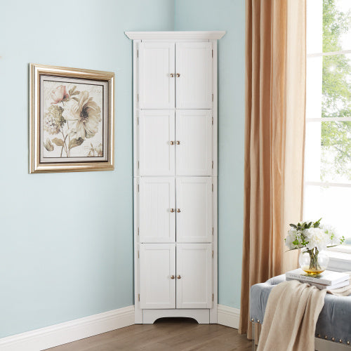 High Storage Corner Cabinet With Door And 4 Shelves