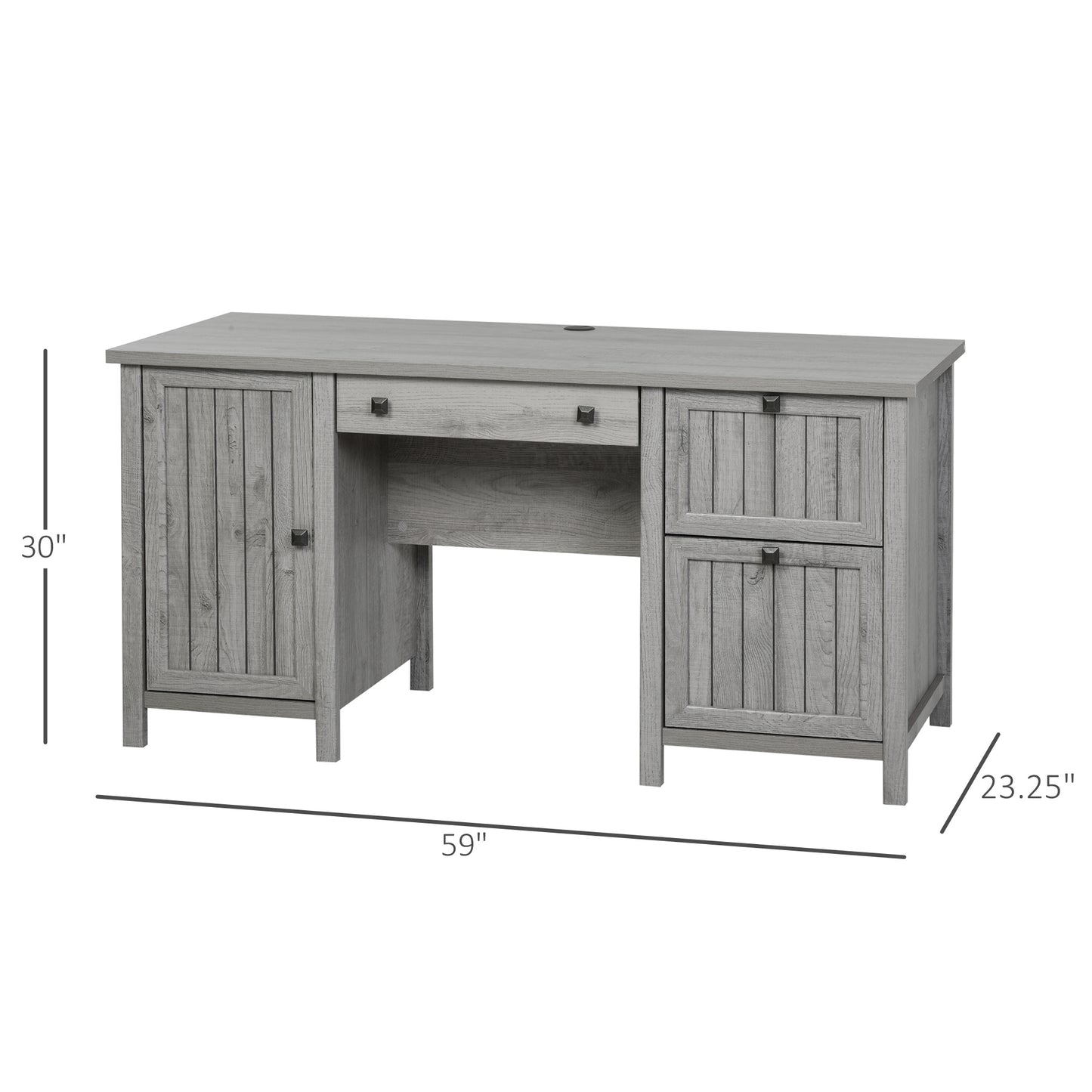 Vintage Executive Computer Desk With Cabinet 3 Drawers