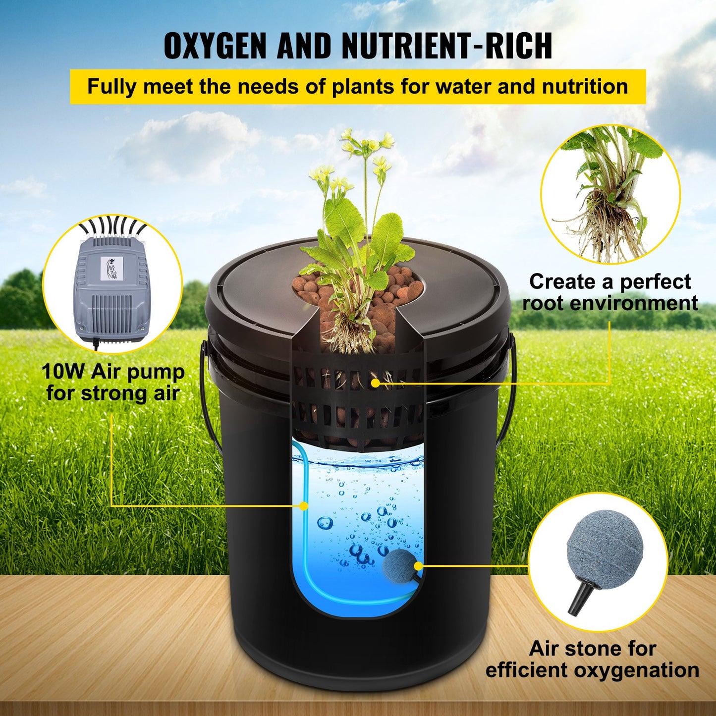 Hydroponic System, 5 Gallon 5 Buckets, Deep Water Culture Garden Growing Bucket, Hydroponics Grow Kit With Pump,