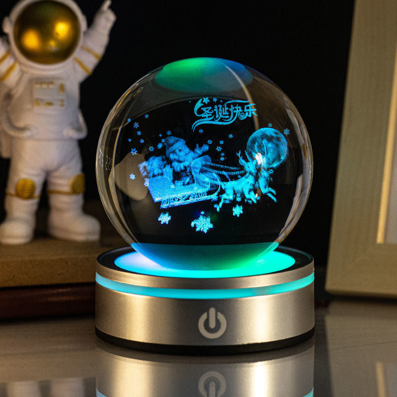 Creative 3D Inner Carving Luminous Crystal Ball Solar System Science Kit