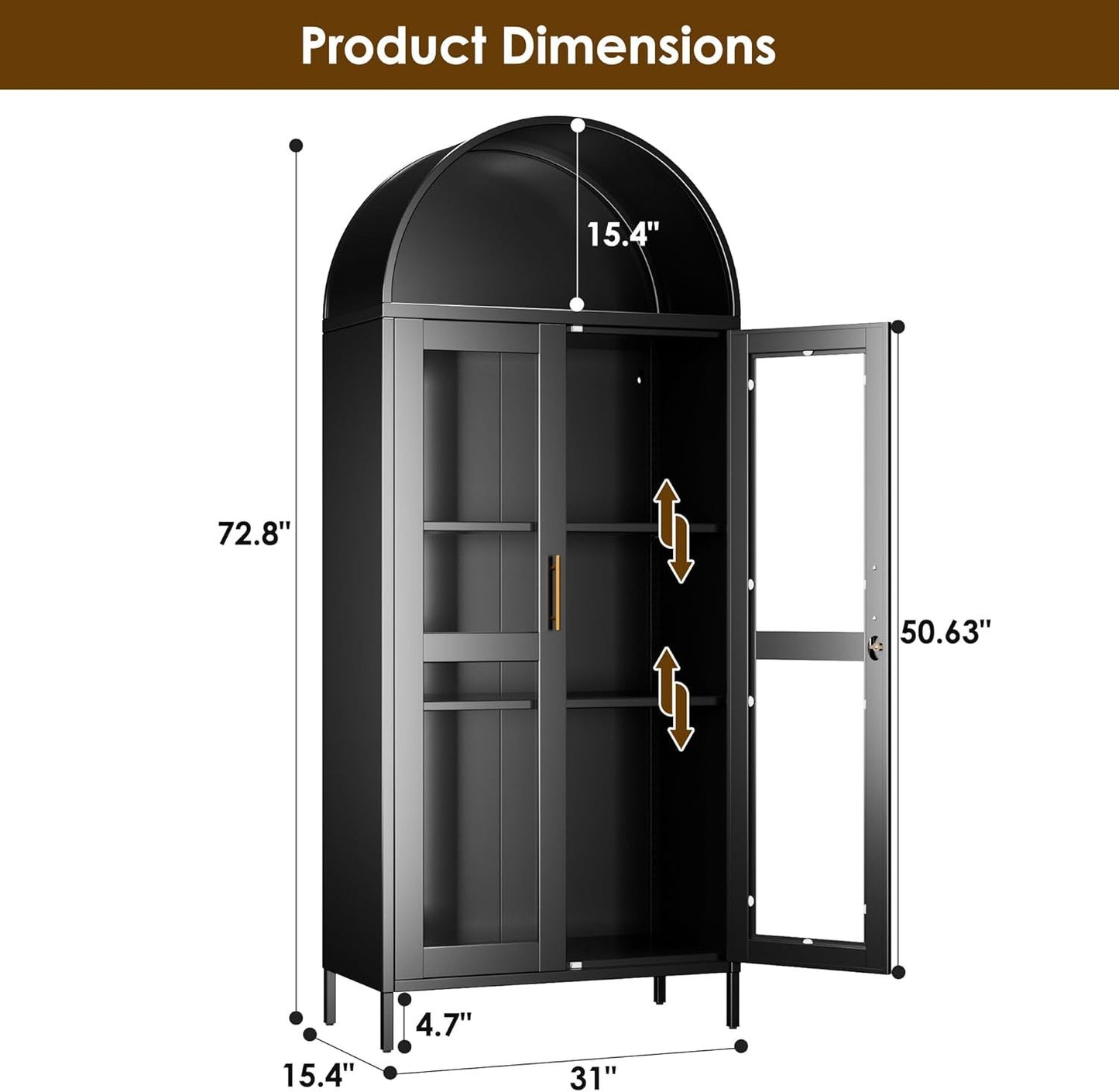 Metal Arched Cabinet With Lock