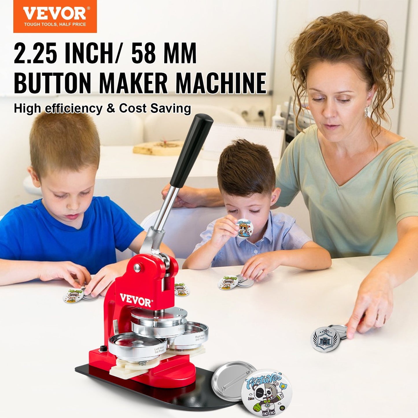 VEVOR Button Maker Machine Badge Pin Craft Kit