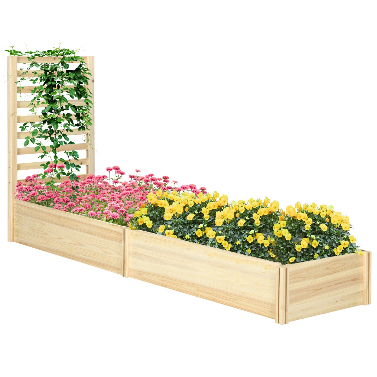 Wood Planter Box with Trellis for Climbing Plants, Raised Garden Bed