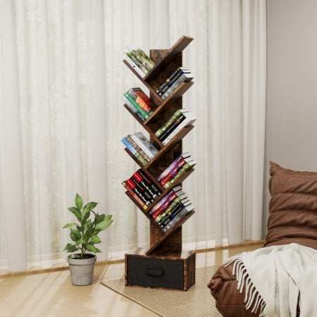 9 Tier Tree Bookshelf With Drawer