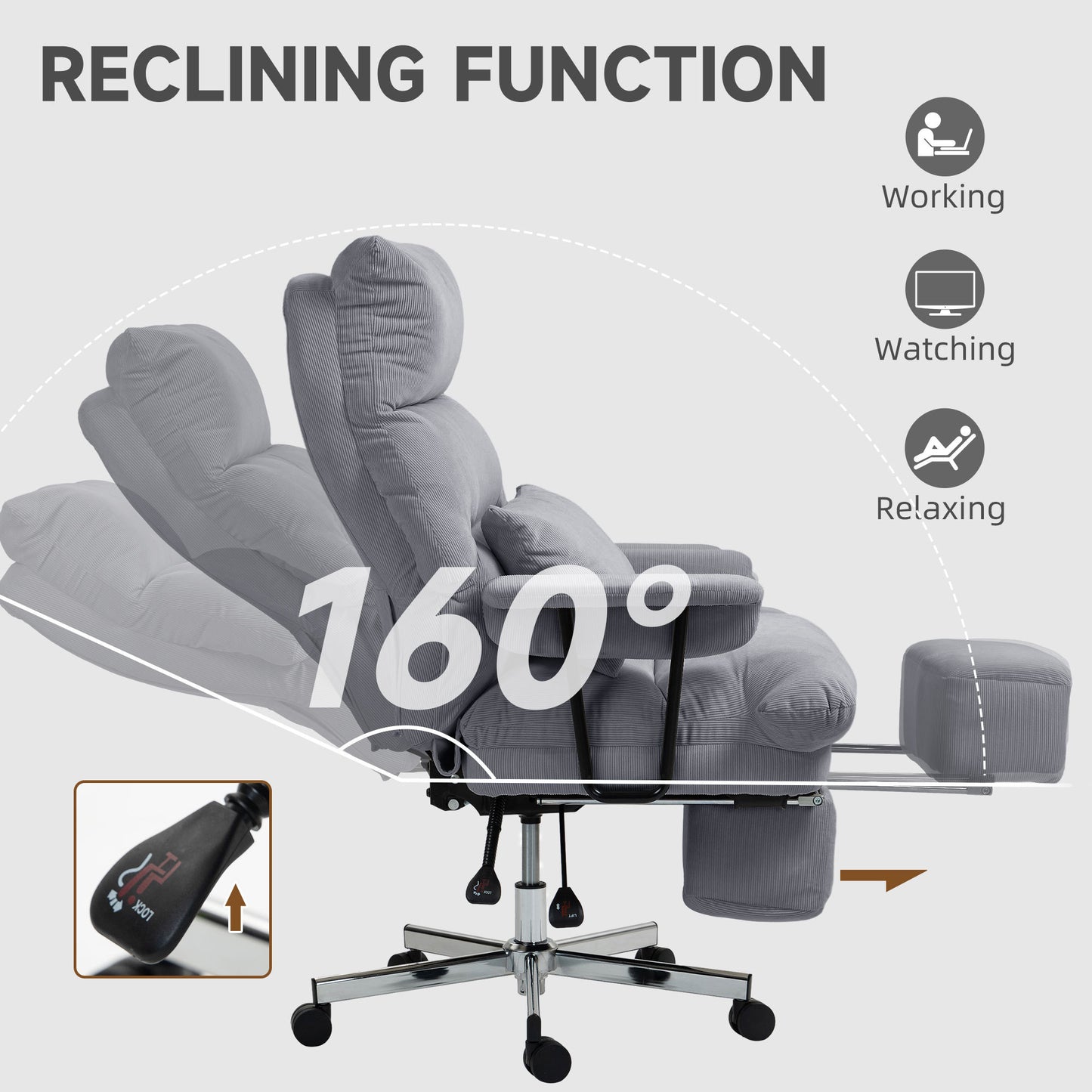 High Back Reclining Overstuffed Desk Chair
