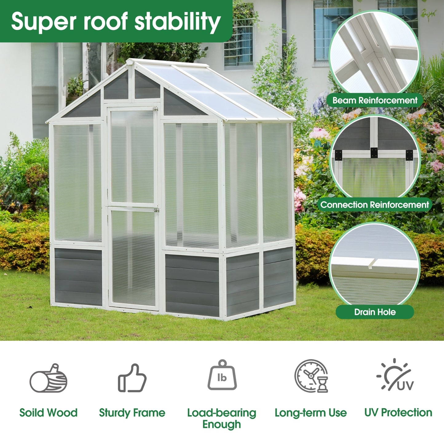 76x48x86Walk In Polycarbonate Greenhouse
