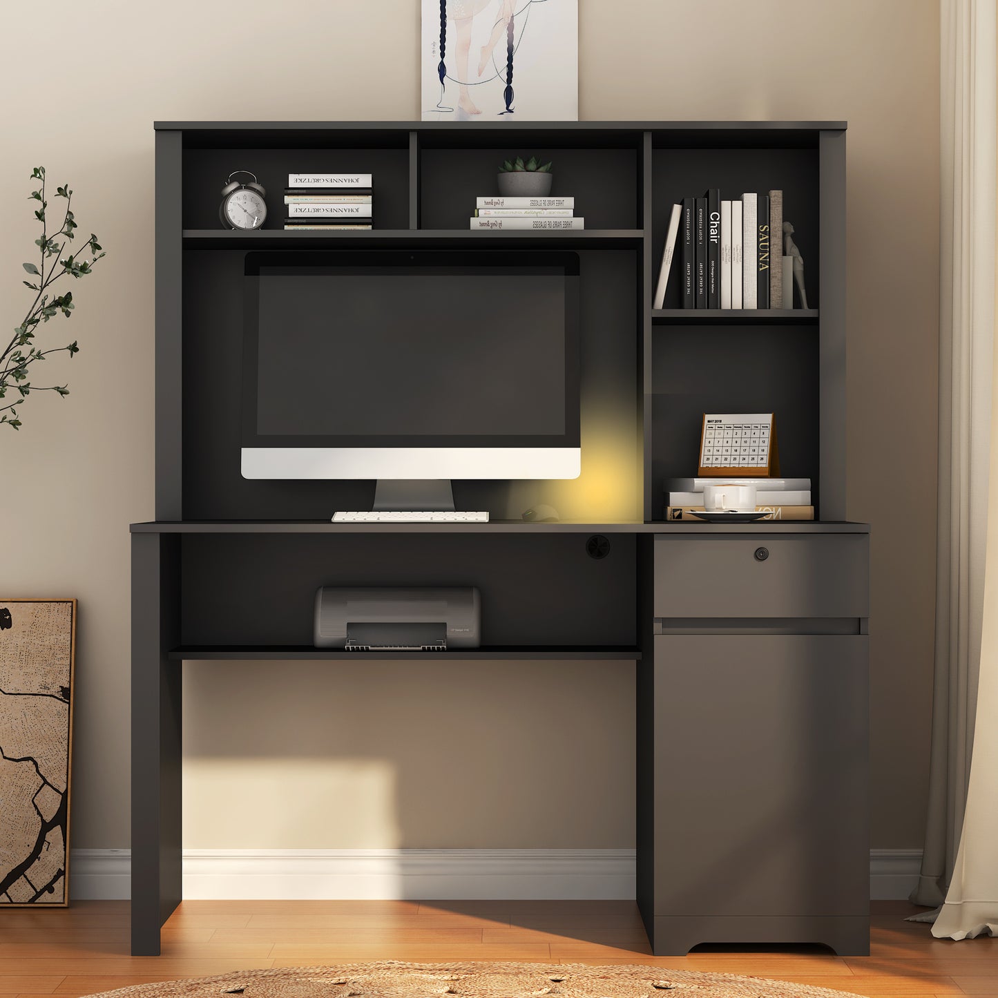 Computer Desk With Hutch & Bookshelf