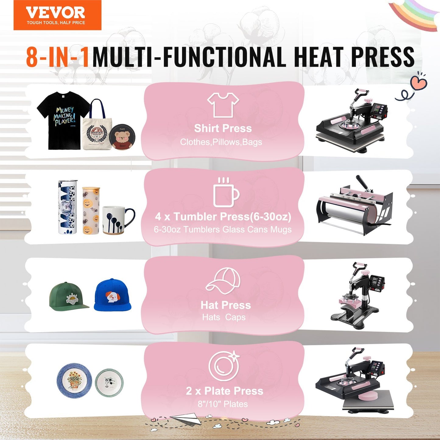 8 In 1 Heat Press Craft Machine 15x15