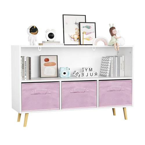 Children's Bookshelf With Foldable Fabric Drawers