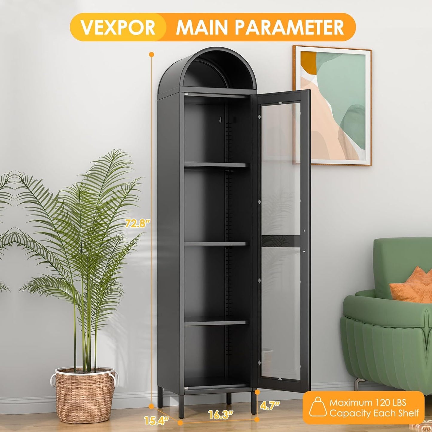 Tall Metal Arched Cabinet