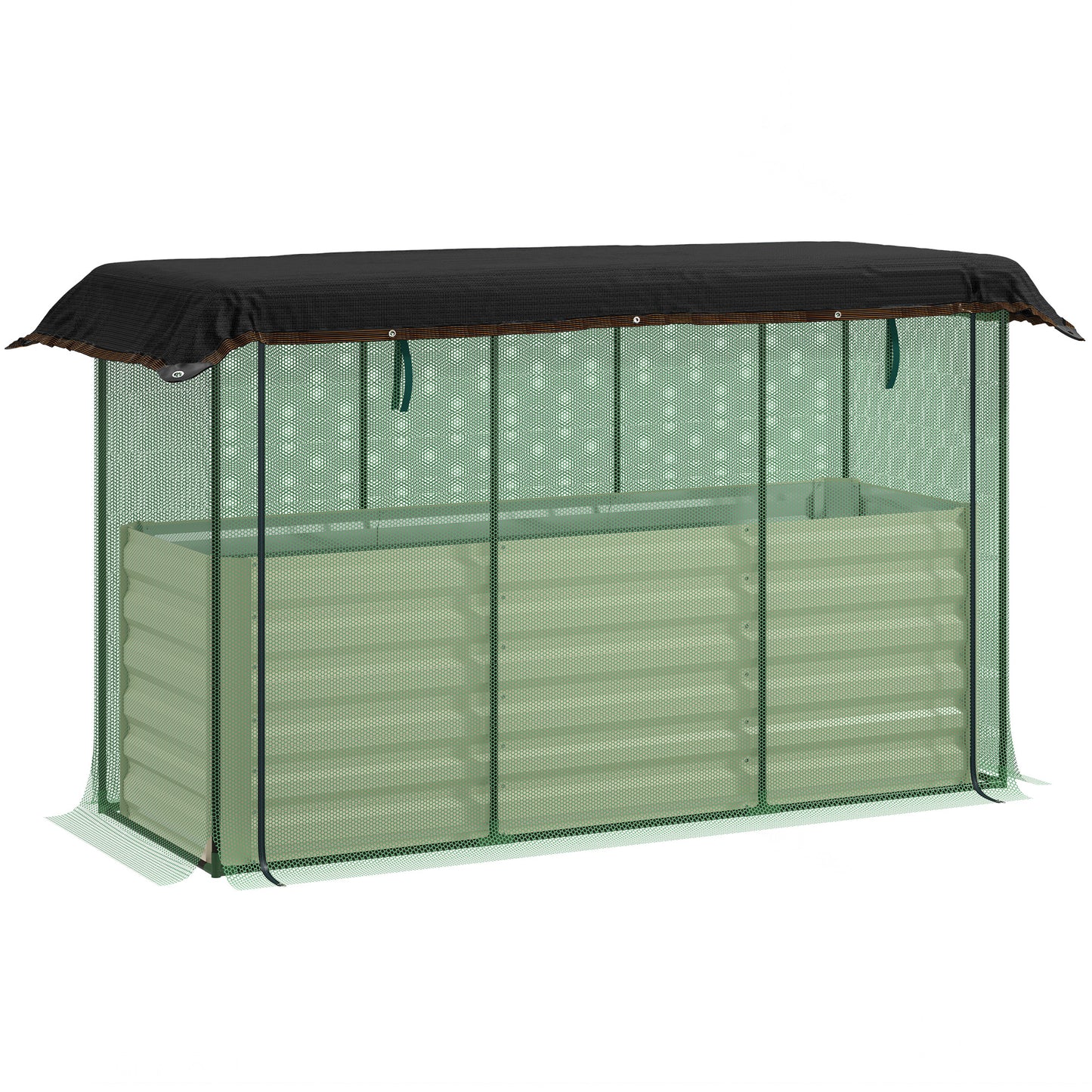 Galvanized Steel Planter Box with Crop Cage and Shade Cloth, Raised Garden Bed