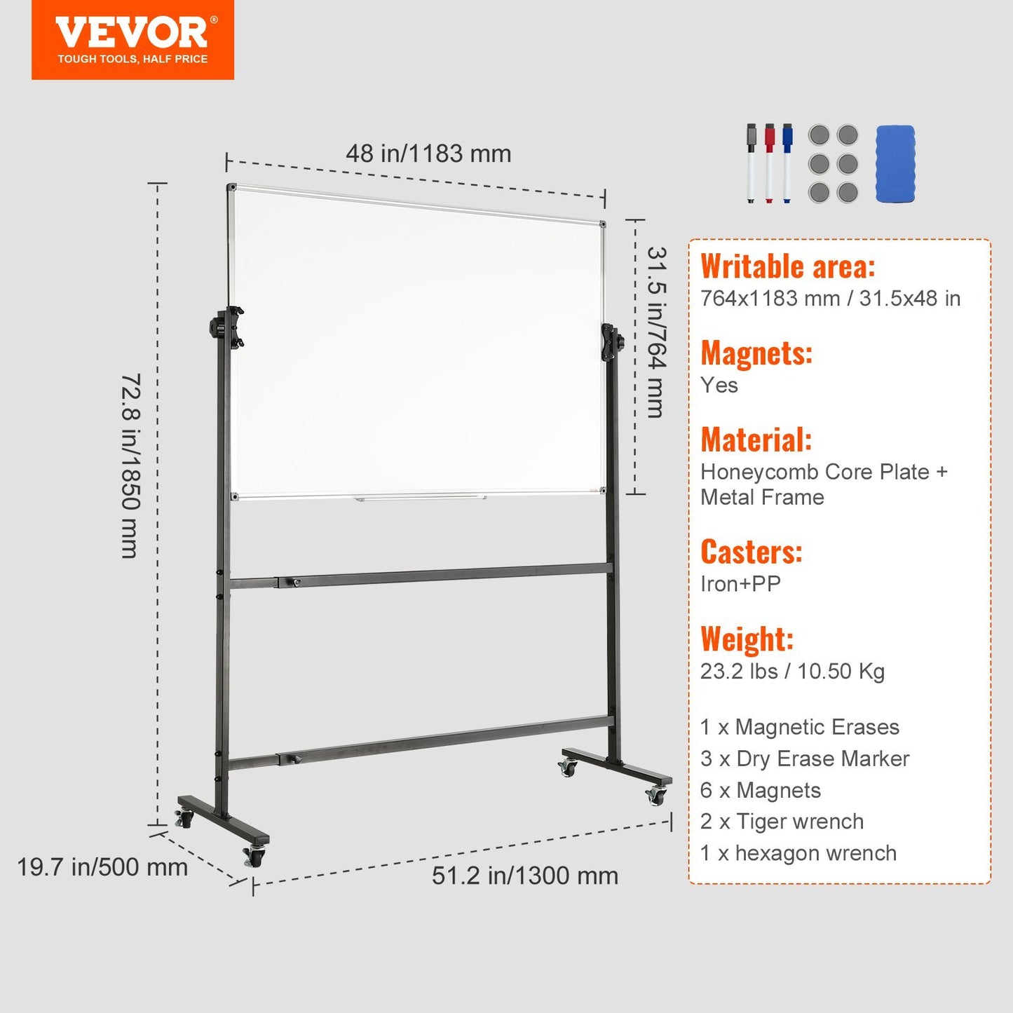 VEVOR Rolling Whiteboard