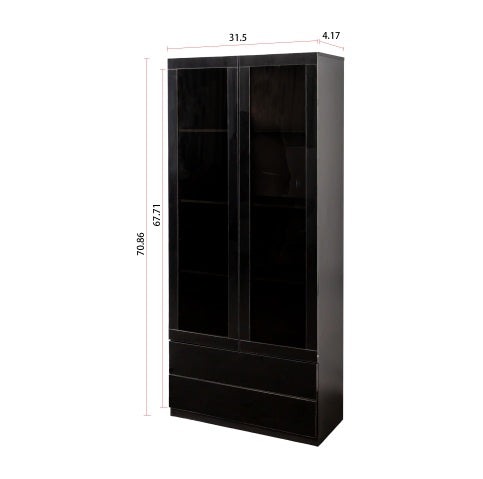 Storage Cabinet With Glass Doors