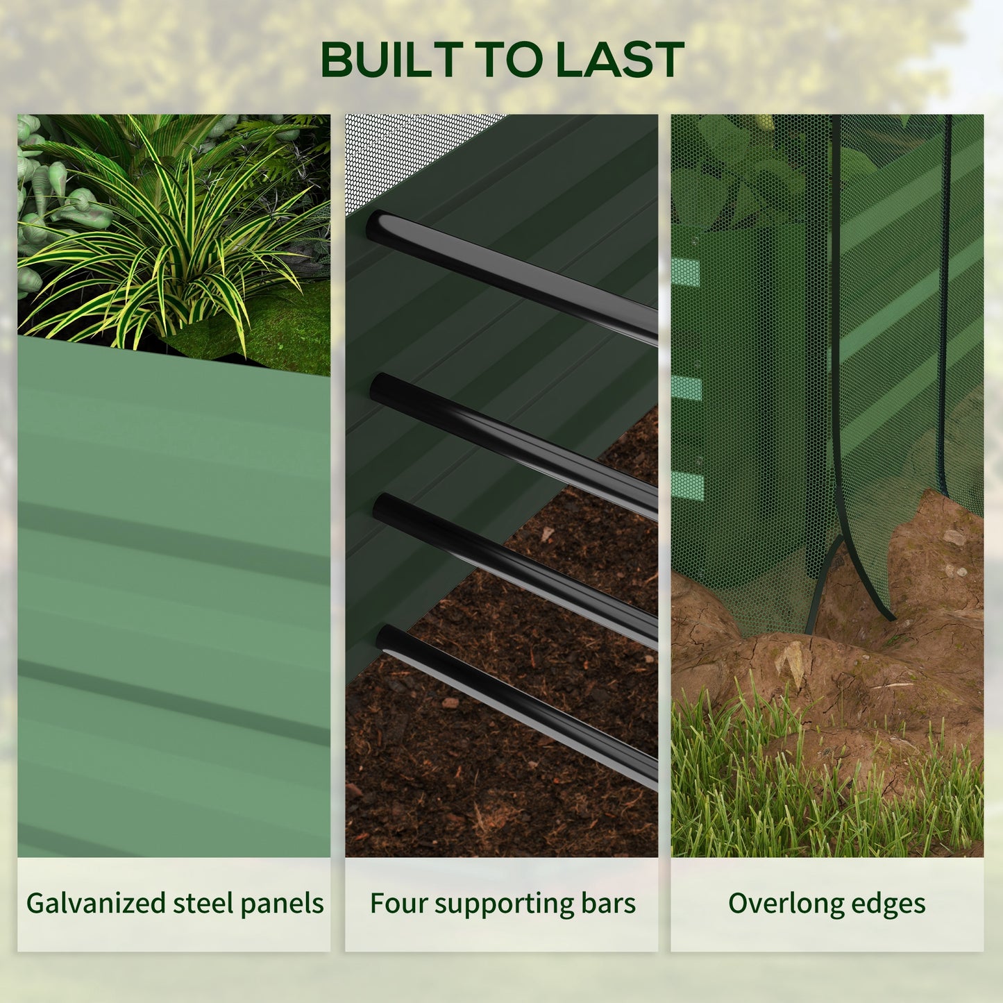 Galvanized Steel Planter Box with Crop Cage and Shade Cloth, Raised Garden Bed